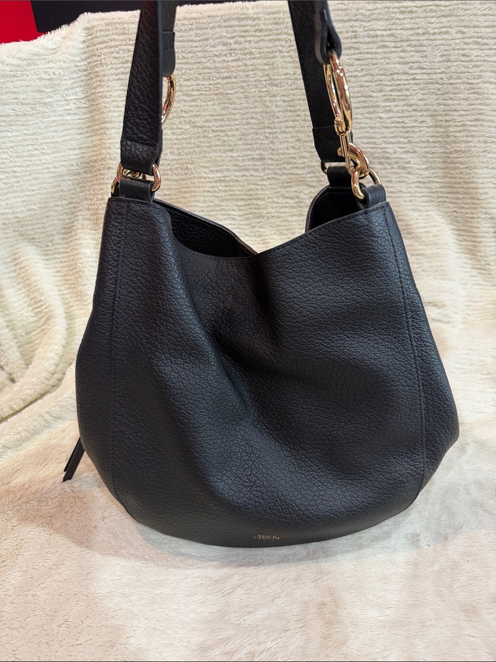 Vince Camuto Black Pebbled Leather Hobo with Gold Hardware
